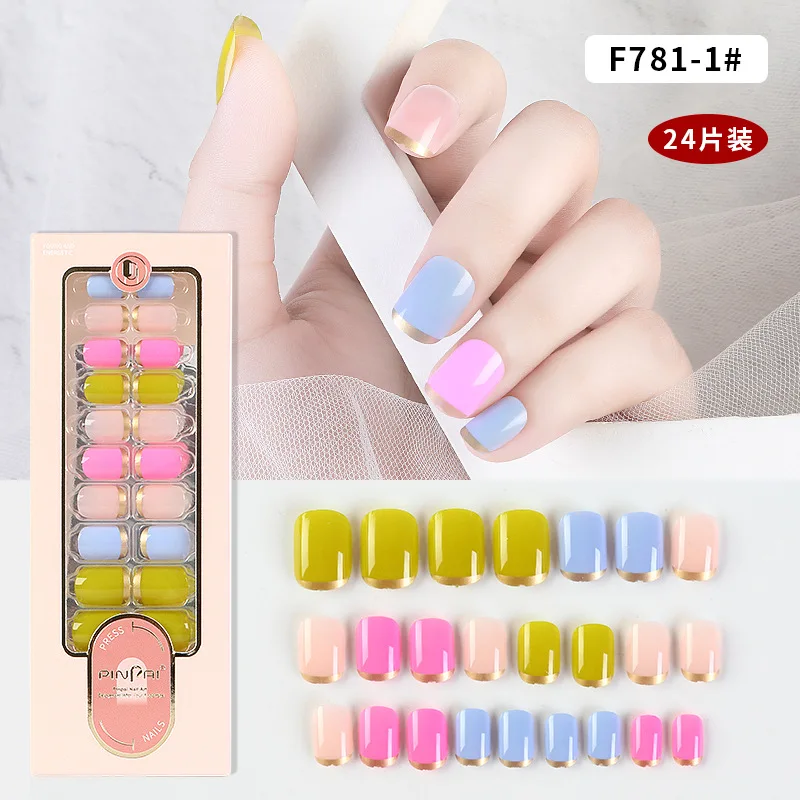 

Fake Nails Press on Nails Acrylic Nails with Design False Nail Kit Colorful Beauty Short Wearable Charming Fake Nails With Glue