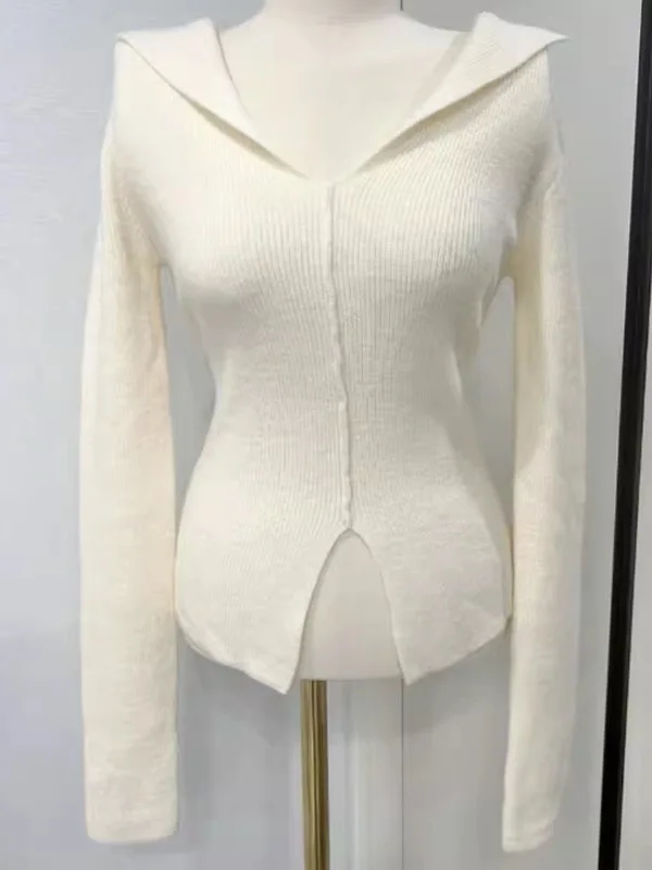 Осень/зима корейская версия новый пуловер с v-образным вырезом и длинными