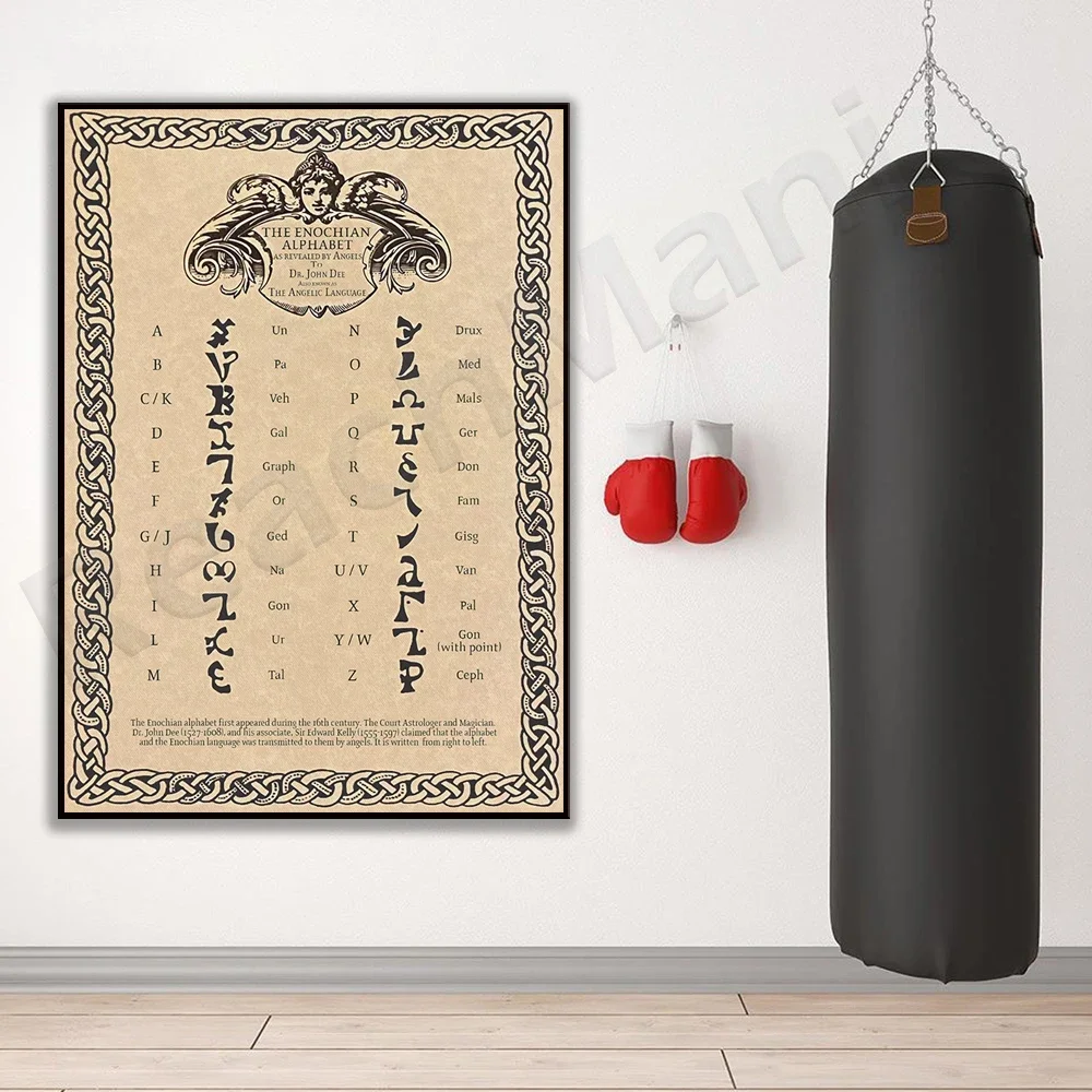 Плакат с алфавитом Enochian настенное искусство Wiccan Witch настенный декор на языке