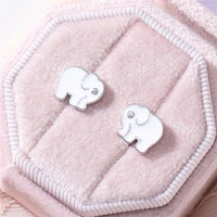 sterling silver earrings dripping gum baby elephant stud earrings cute literary womens korean jewelry