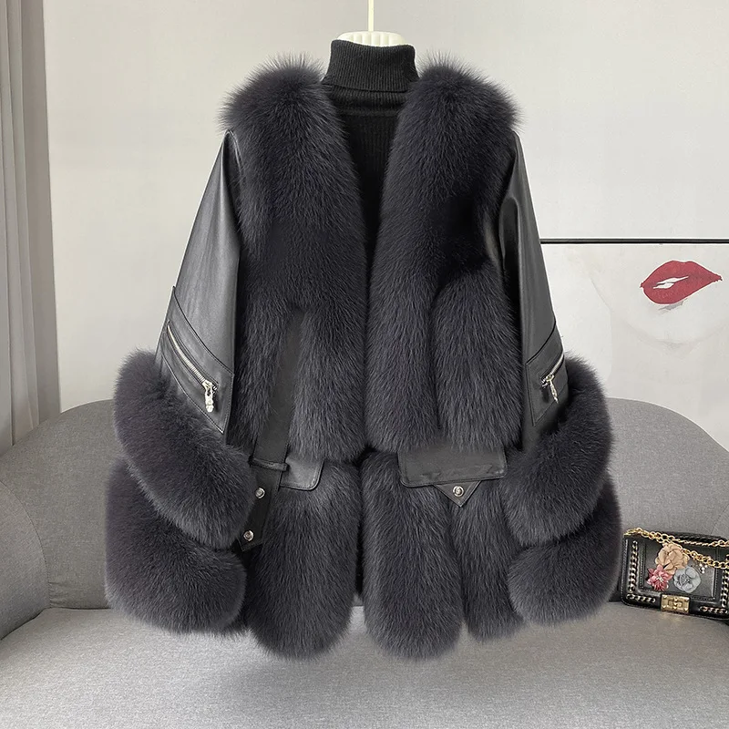 Fox Fur Coat Women's New Medium Long Young Fur Plus Fur Coat Winter Jacket Women