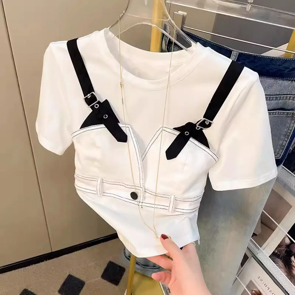 Модные лоскутные женские топы и футболки 2024 подиум роскошный известный бренд