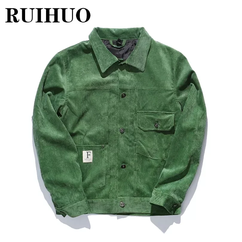 

NEW IN RUIHUO Corduroy Jackets For Men Clothing Japanese Bombers Harajuku Streetwear Coat Size M-5XL 2022 Spring New Arrivals