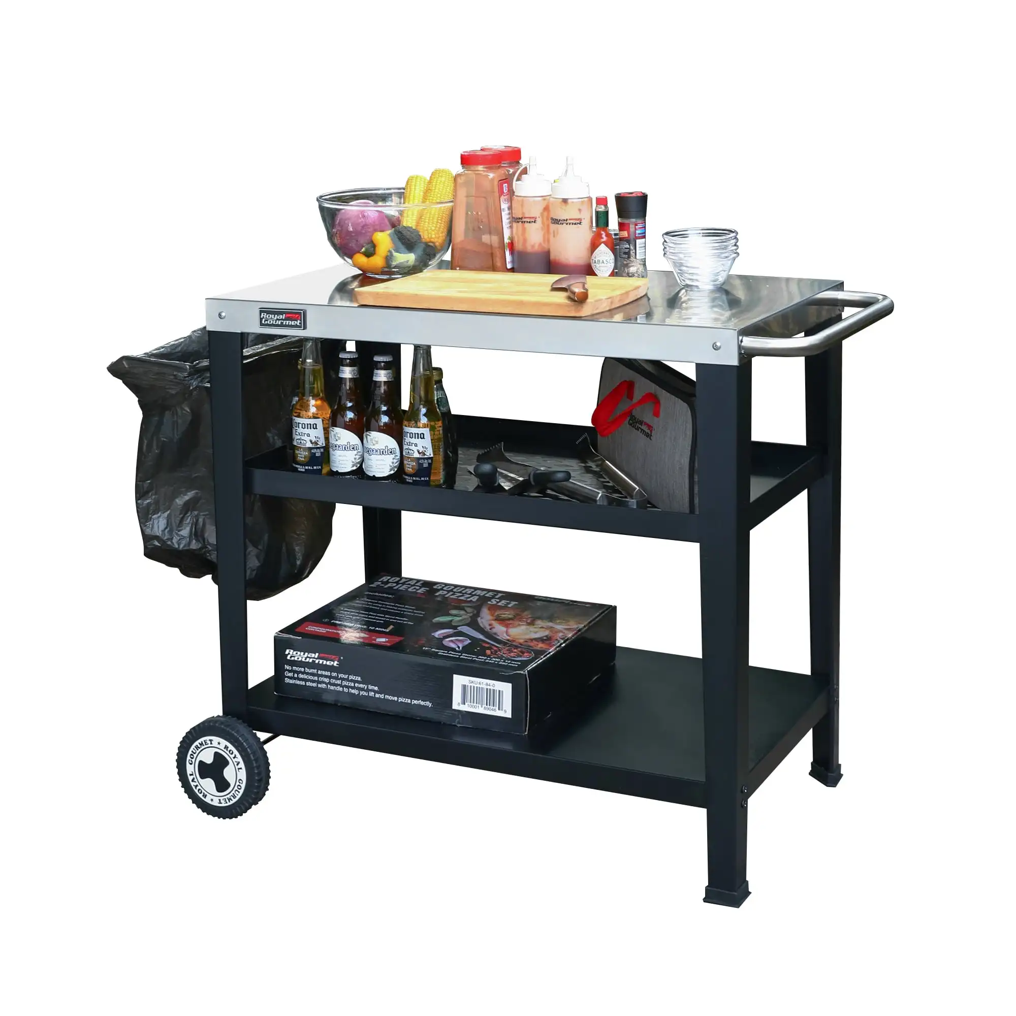 

PC3404S Movable 3-Shelf Grill Table with Removable Trash Bag Holder