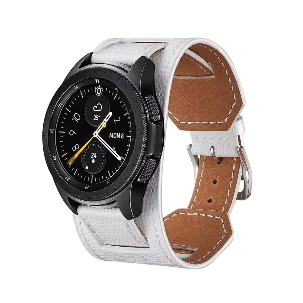 20mm 22mm Band For Samsung Galaxy Watch 4 classic active 2 Gear S3 Cuff Genuine Leather bracelet huawei watch gt 2/2e pro strap