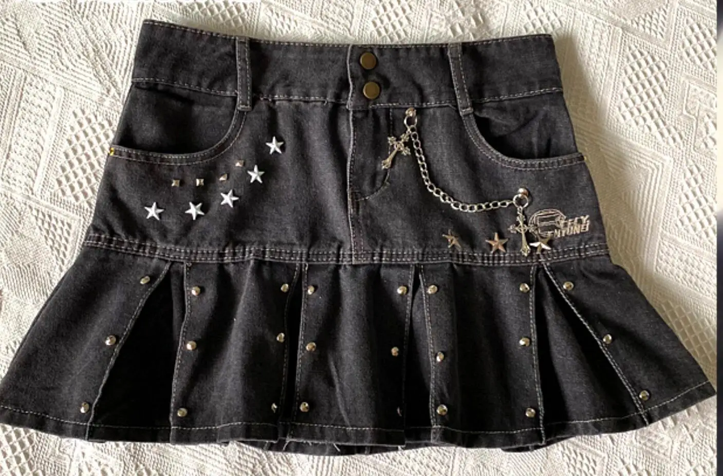 Джинсовая мини-юбка в стиле Харадзюку плиссированная короткая юбка из денима