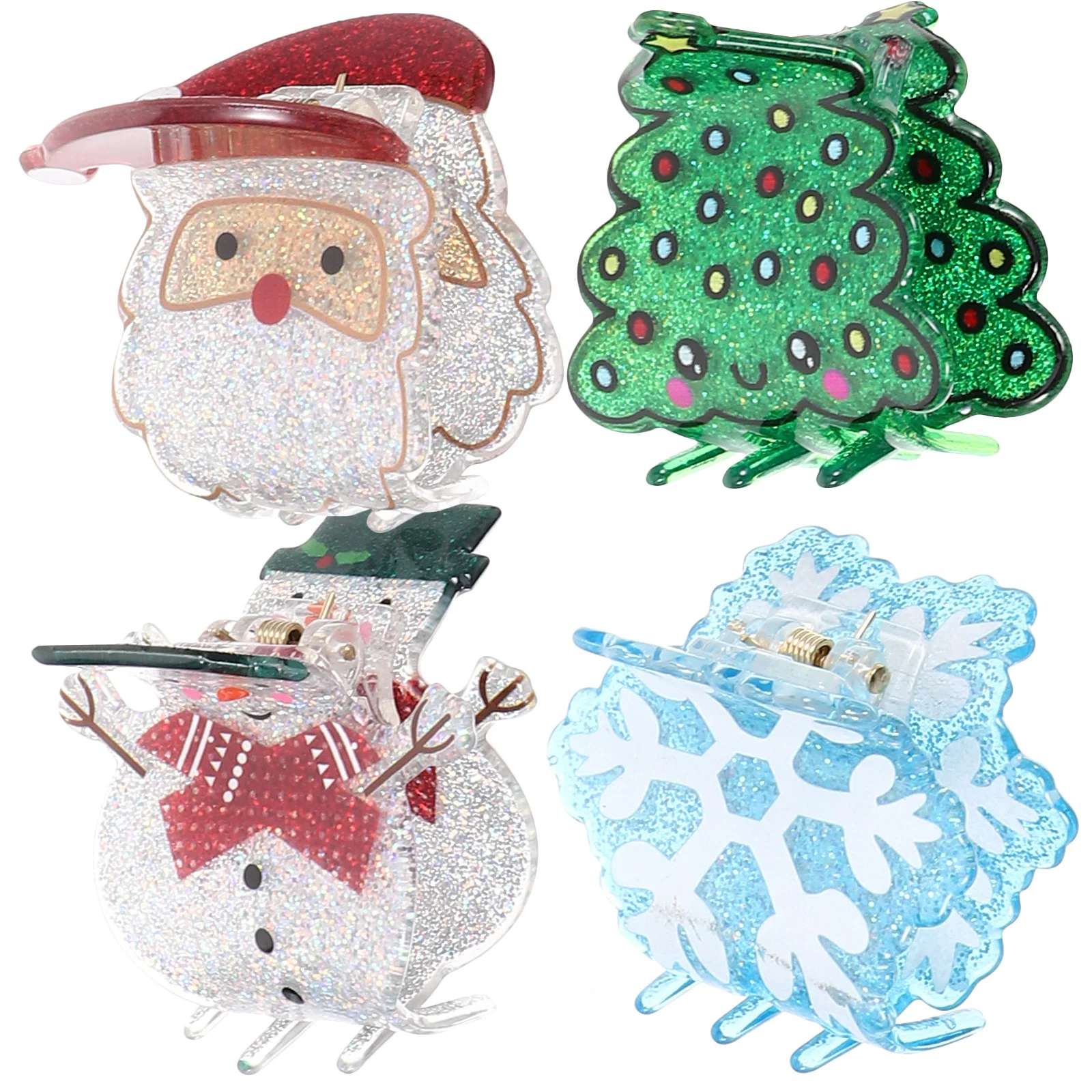 

4 Pcs Christmas Hair Clips Tongs Accessories Women Claw Woman Acrylic Small Miss