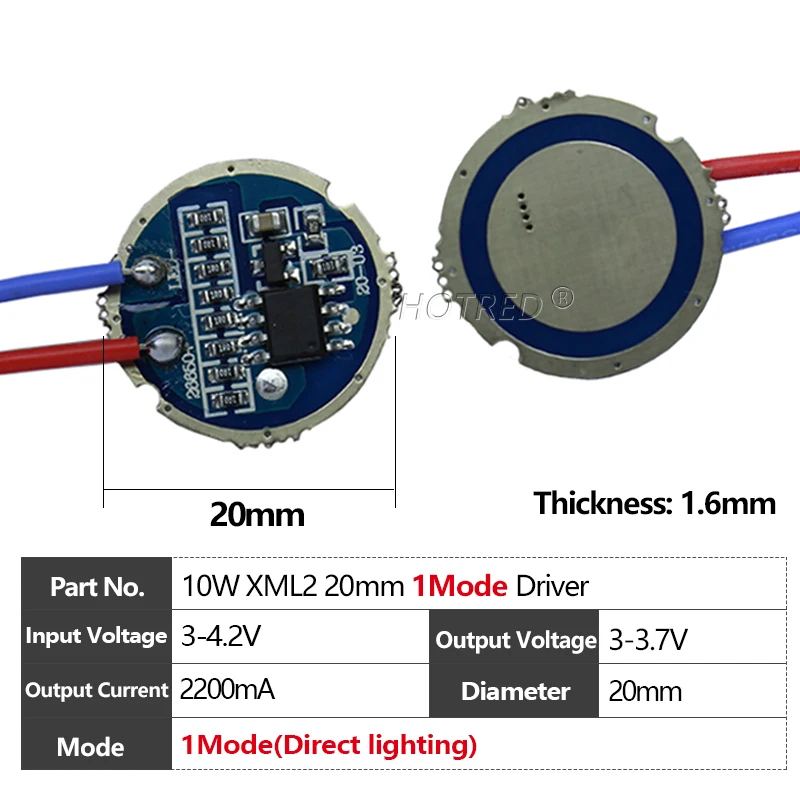 

Драйвер фонарика HotRed 10 Вт 17/20 мм 1/5 режимов