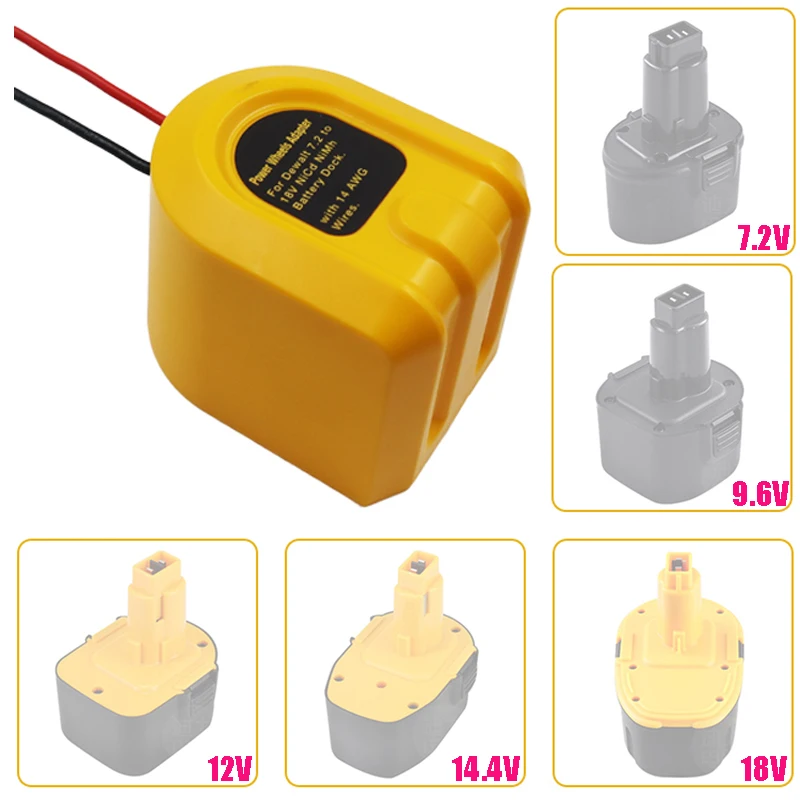 

Адаптер для колес питания постоянного тока с 14 проводами AWG для dewalt 7,2 в, 9,8 в, 12 В, 14,4 В, 18 в, Ni-Cd, Ni-mh аккумуляторная док-станция, аккумулятор «сделай сам»