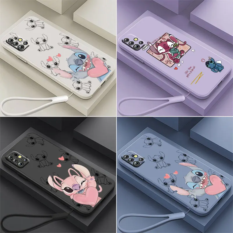 

Anime Stitch Cute Phone Case For OPPO Reno 7 6 SE Z Find X5 X3 X2 Neo Lite Pro Liquid Rope Funda Cover Soft Capa Silicone Back