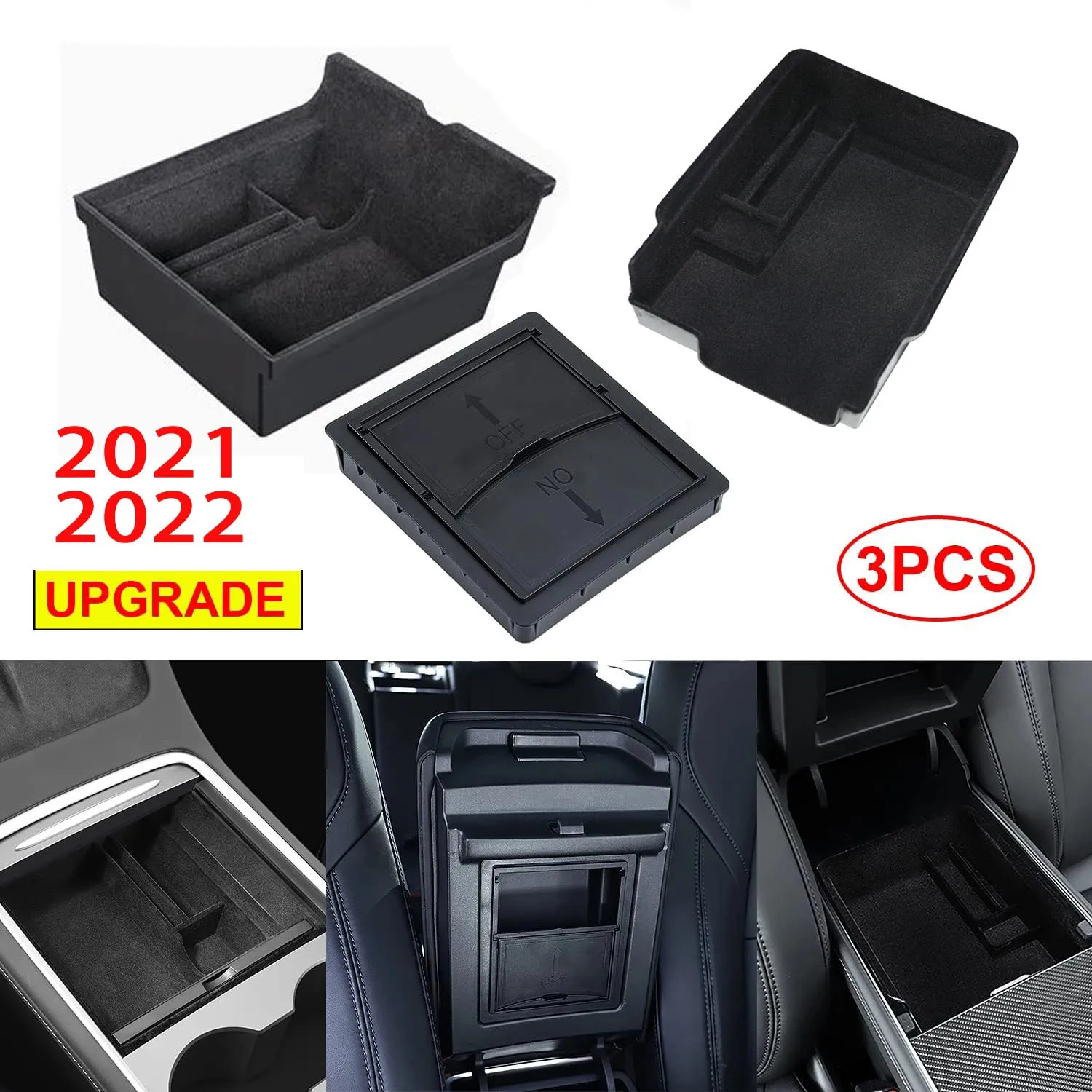 

For Tesla Model 3 Model Y 2022 Car Center Console Organizer Tray Car Interior Accessories For Tesla 2021 Model 3 Y Storage Box