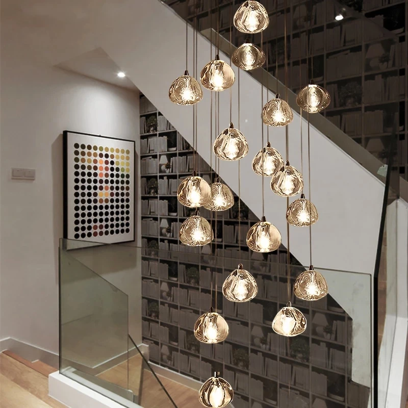 

Modern Crystal Chandelier For Staircase Long Villa Lobby Living Room Suspension Cristal Lamp Luxury Home Decor LED Light Fixture