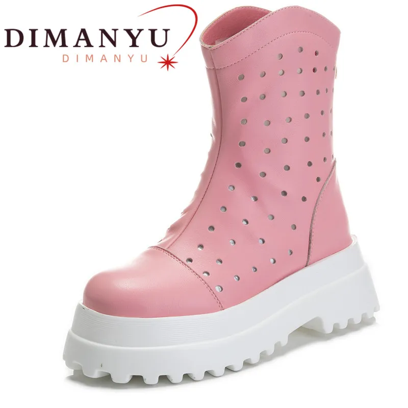 

Женские полусапожки на платформе DIMANYU, белые ботильоны с вырезами, с рифленой подошвой, для лета, 2022