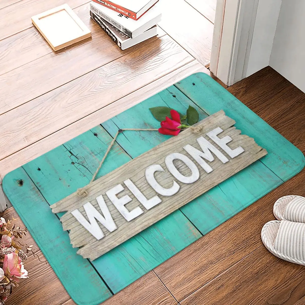 A Welcome Sign On Door Bath Floor Mat Rug Carpet Entrance Living Room Home Kitchen Doormat Bedroom Non-slip Hallway |