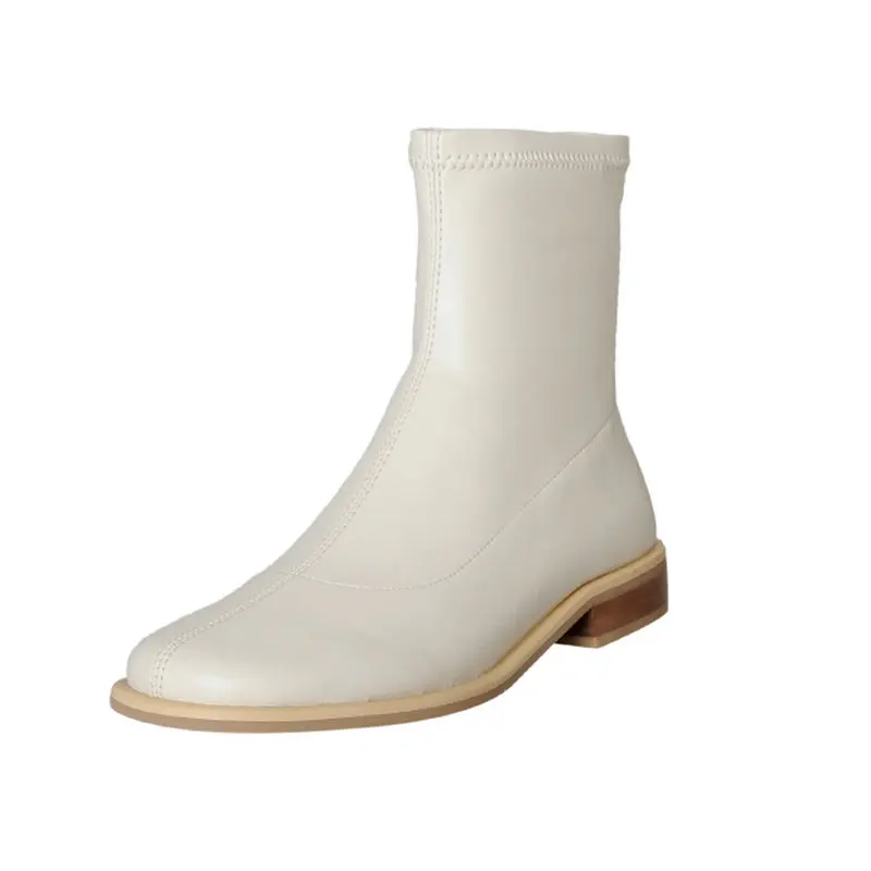 

Women Ankle Boots Low Heels Round Toe Office Ladies Casual Autumn Winter Concise Fashion Shoes Woman Stretch Boots