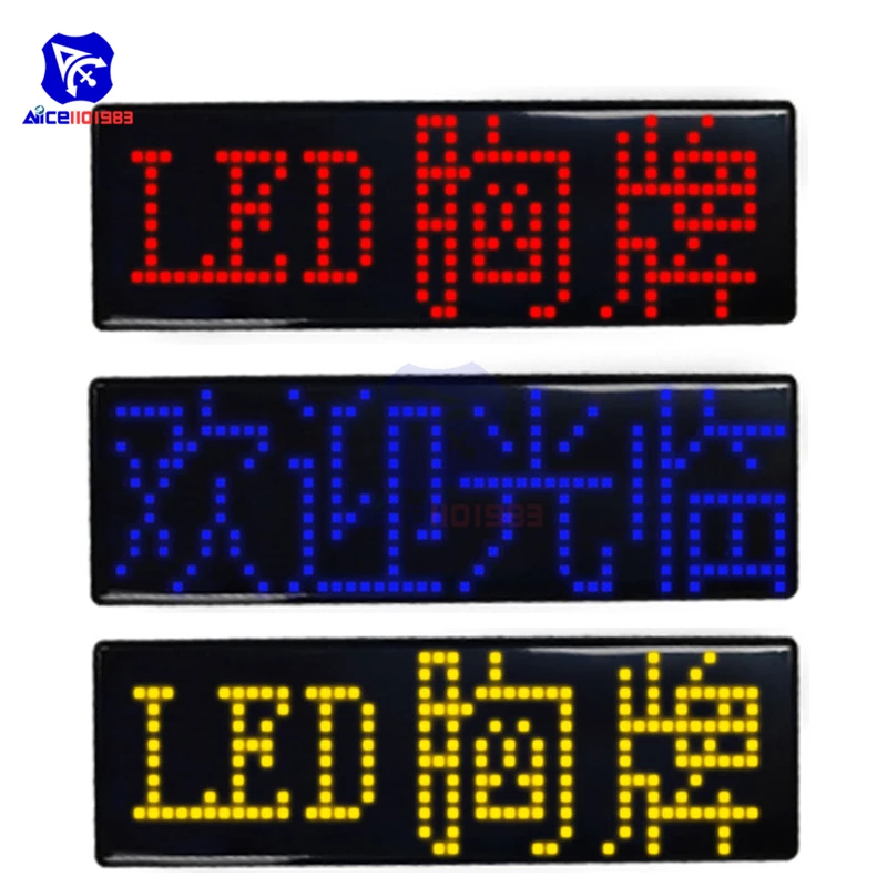 

Mini Bluetooth LED Digital Display DIY Rechargeable Programmable Scrolling Name Badge With Magnet Blue/Yellow/Red
