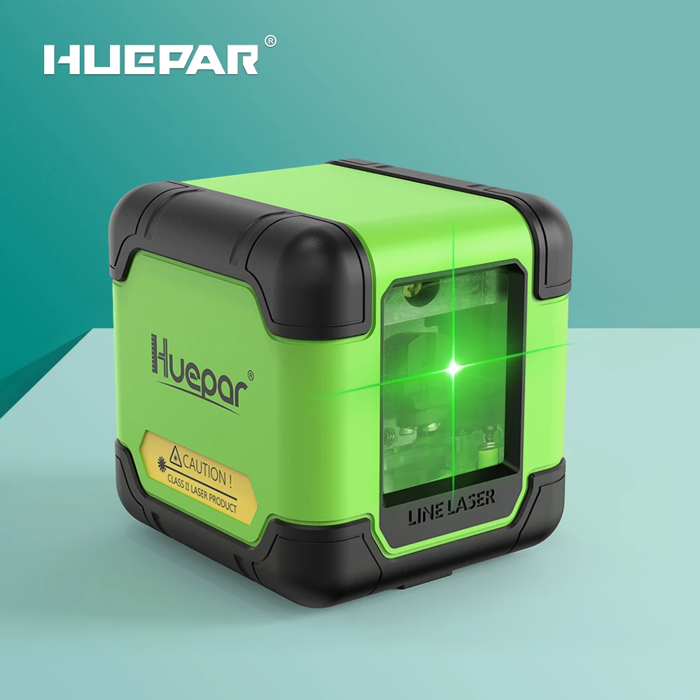 

Huepar Laser Level 2 Lines Self Levelling Horizontal & Vertical Green Red Beam Use One-Button Laser Tool Cross Line