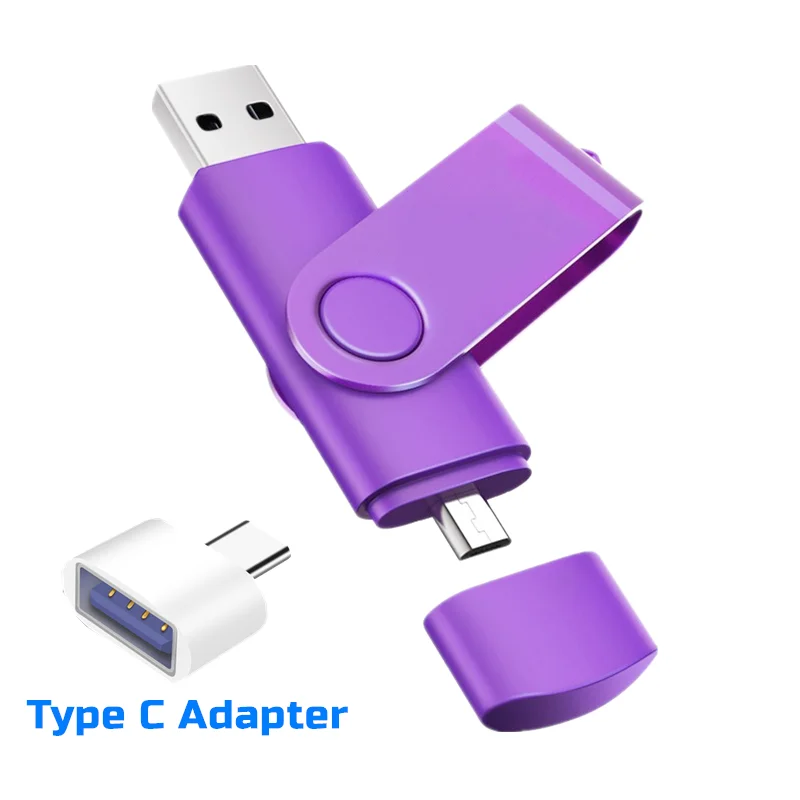 

3 IN 1 Metal OTG 128GB 64GB Flash Drive USB 2.0 32GB Pen Drives 16GB Memory Stick Gifts Type c Adapter 8GB U Disk 4GB