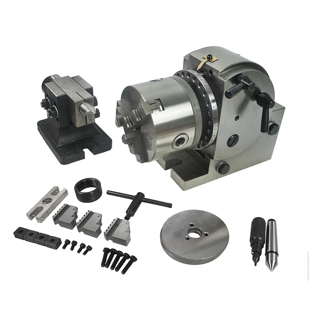 

BS-0 Semi-Universal Dividing Head with 4 inch 100MM/5 inch 125mm 3 Jaw Chuck for Metal Milling Machine