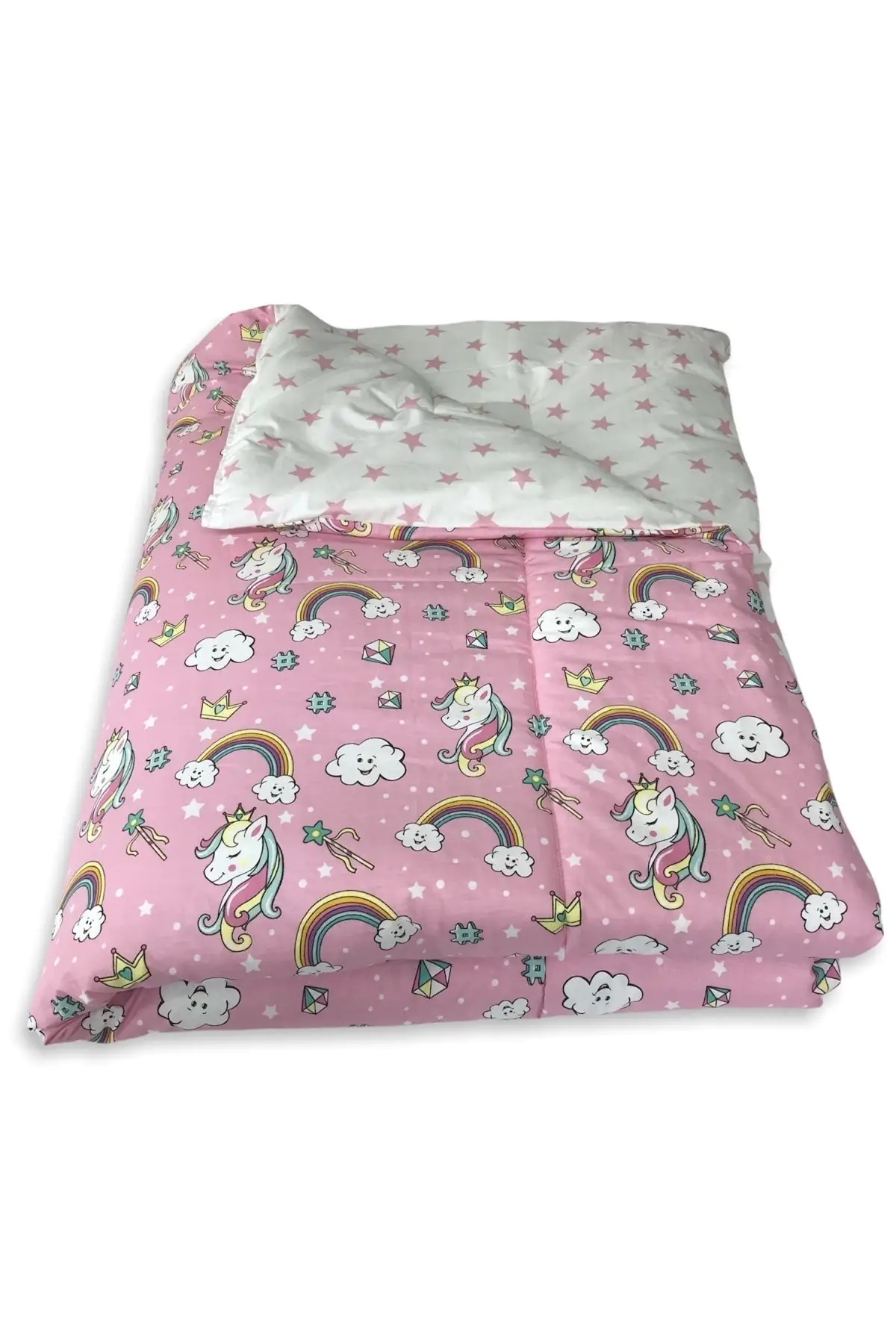 100 cotton Baby Child Quilt 130x200 Cm Dimensions (pink Unicorn Star) fiber Cotton Baby & Kids Quilt Home
