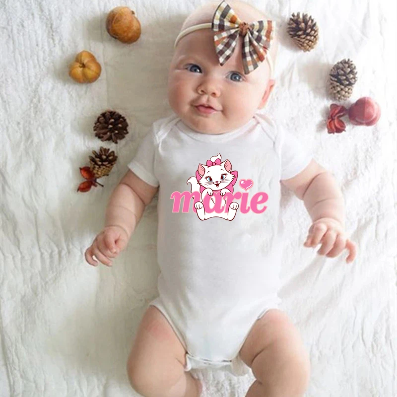 

Disney Marie Cat Cotton Newborn Baby Rompers Infant Body Short Sleeve Bodysuit Baby Jumpsuit Cartoon Marie Baby Boy Girl Clothes