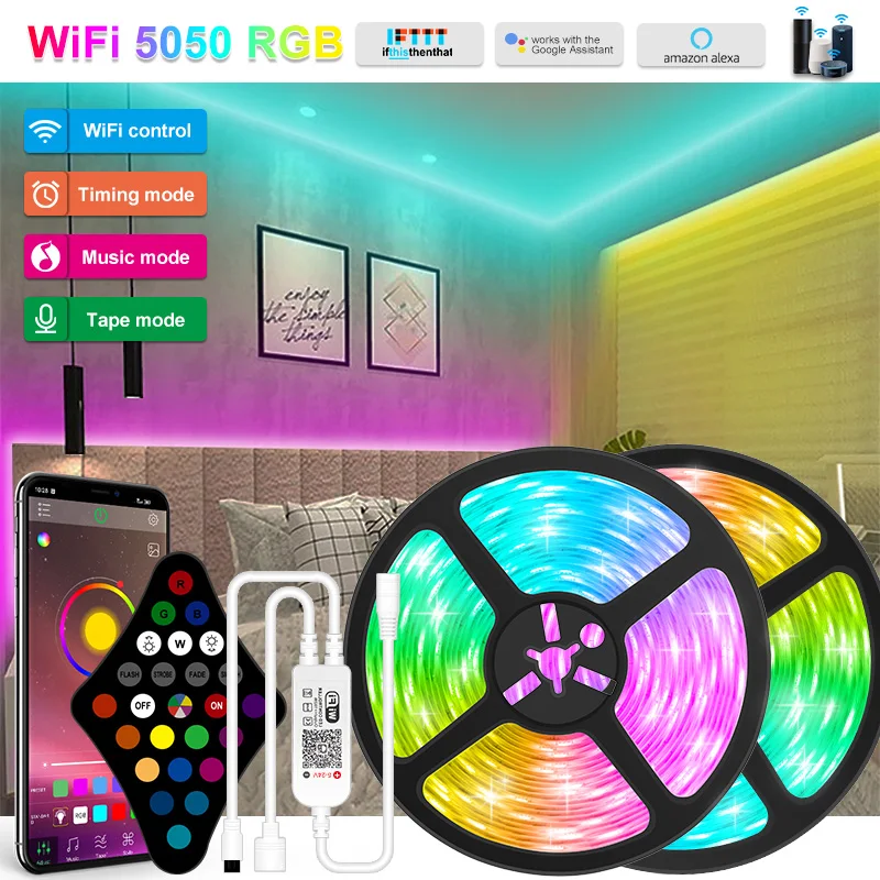 

USB WIFI LED Strip Lights USB RGB light SMD 2835/5050 DC 5V Flexible Lamp Tape Diode TV Background Lighting luces LED Control