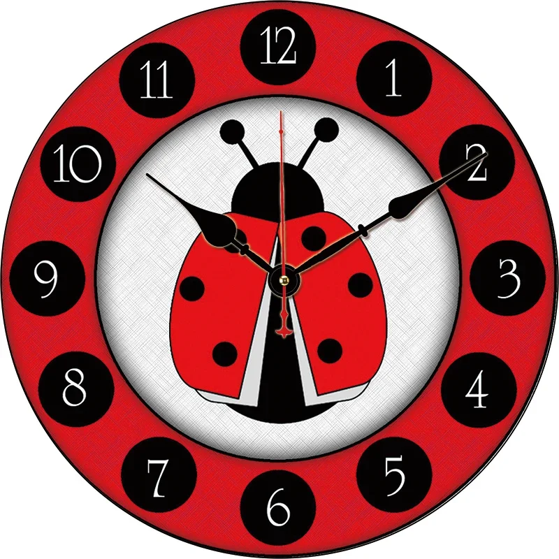

Ladybug Insects Wall Clock Round Silent Clocks Wall Mounted Carfts Art Decor For Home Bedroom Living Room Office Decoration