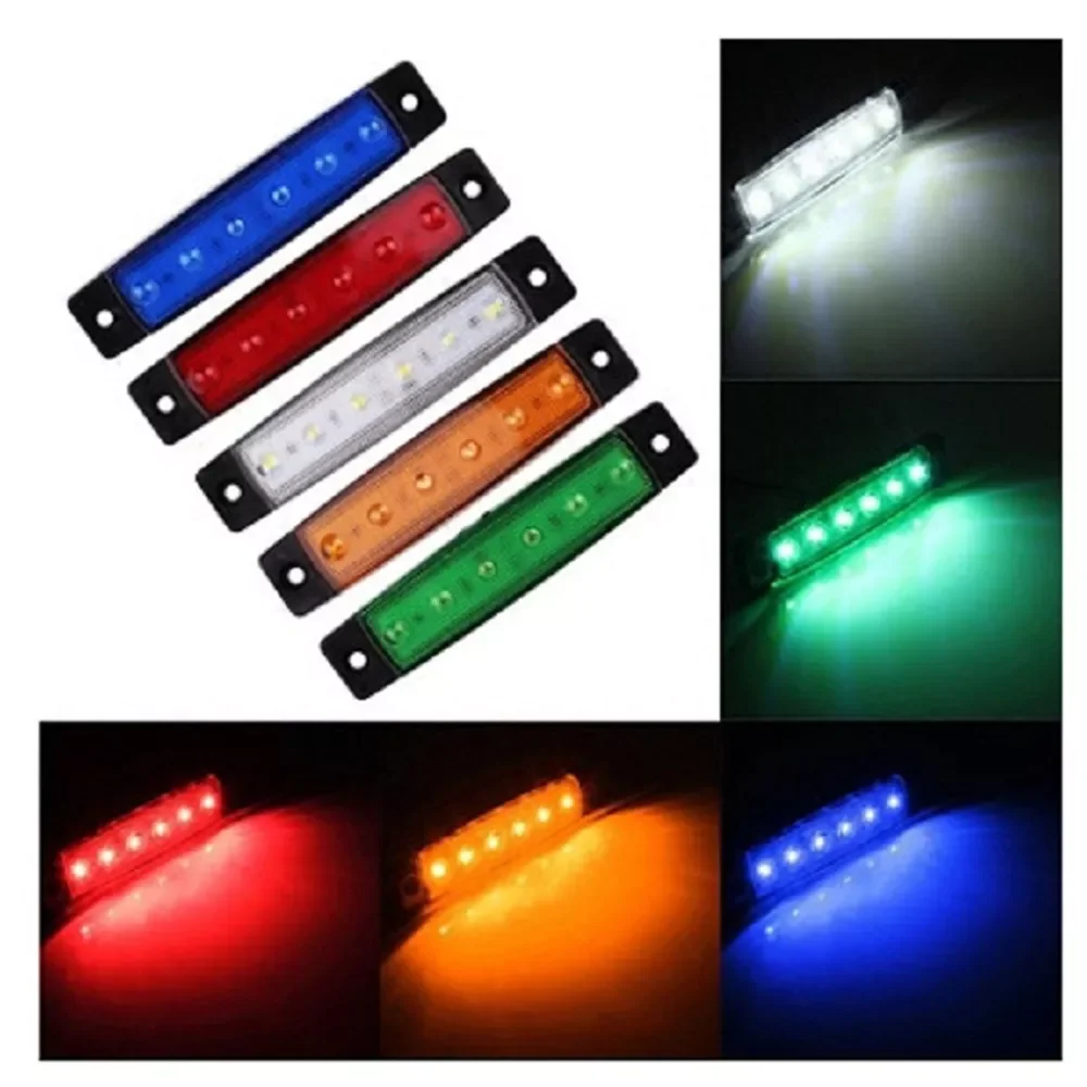 

1pc 12-24V Truck Side Warning Light 6 LED Muticolor Waterproof Car Width Lamp Trailer Bus Van Signal Marker Bulb