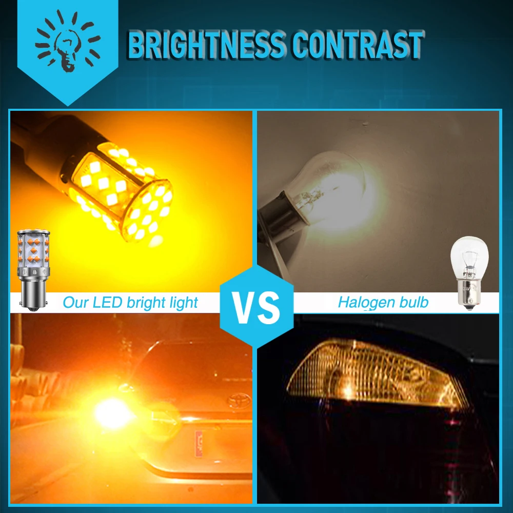 A pack 1156 P21W ba15s Bau15s PY21W 7507 LED Canbus No Hyper Flash Turn Signal Light Bulb Built-in Resistor Error Free Orange |