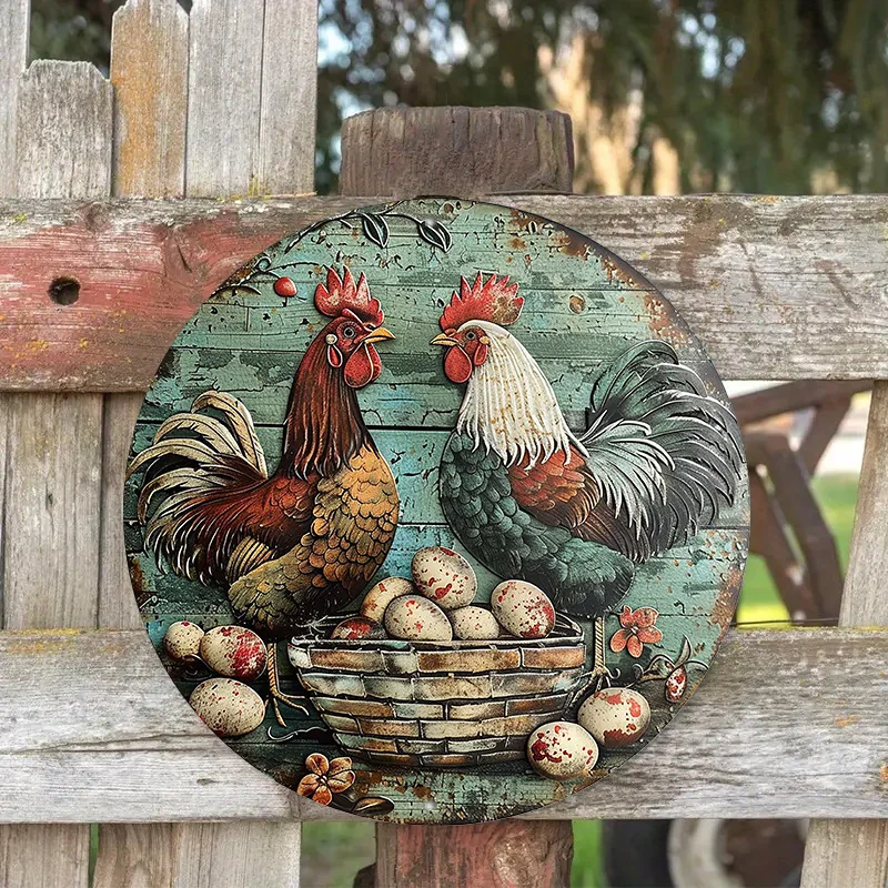Круглая металлическая алюминиевая вывеска винтажная курятника для дома кофейни