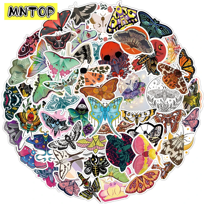 10/30/50Pcs/set Moth Insect Cartoon Gothic Cute Cool Graffiti Stickers For Skateboards Luggage Kids Case Diy Toys Laptop Phone