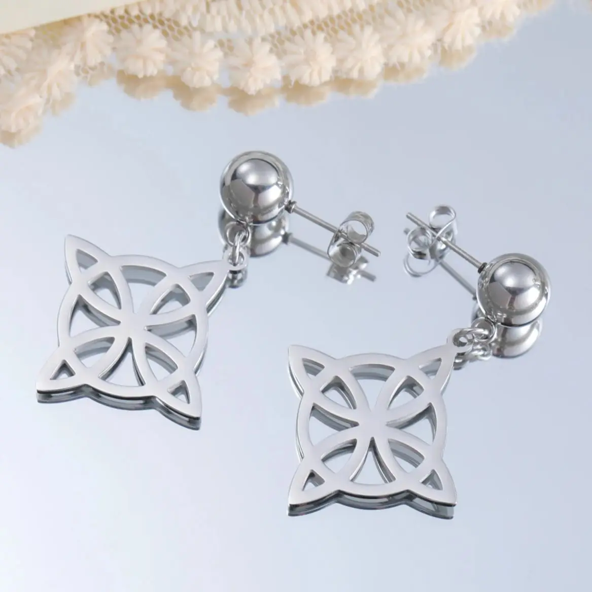 LIKGREAT серьги-гвоздики с узлом ведьмы из нержавеющей стали для женщин ирландские