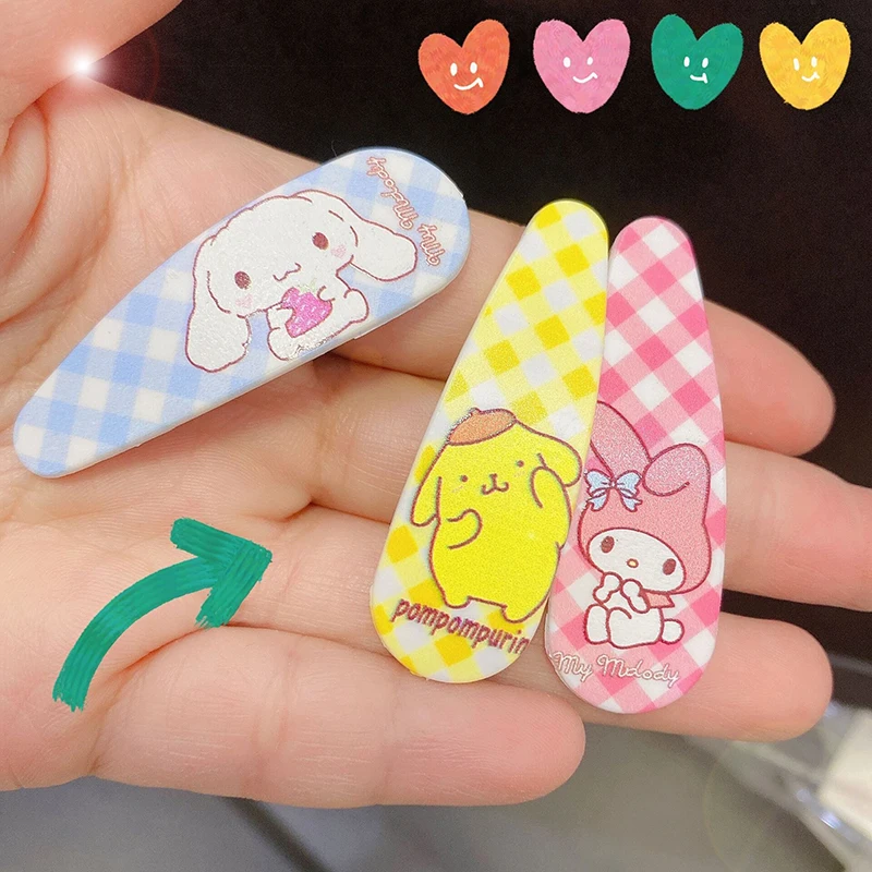 

Kawaii Sanriso Accessories Cinnamoroll Hellocakt Melody Women Girly Heart Anime Hairpins Pin Slid Bb Clip Fashion Grid Hair Gift