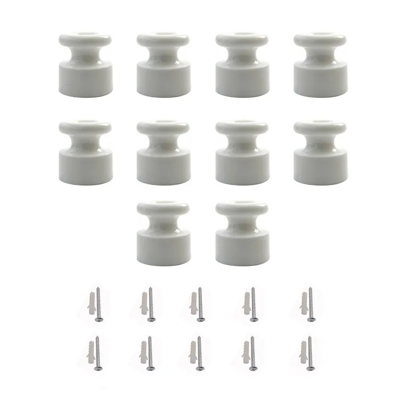 

10 шт. керамический изоляционный настенный зажим для проводки, фарфоровый изоляционный кабель, фиксаторы с установочным винтом