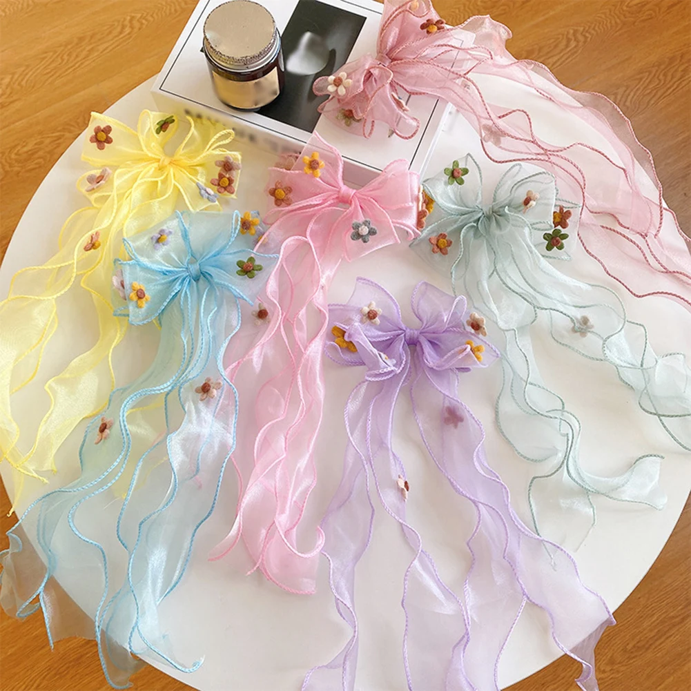 

Hair Accessories Flower Hair Clip Girls Bow Hairpin Ribbon Hair Bows Clips Duckbilled Hairpin Sweet Barrette Hairgrips
