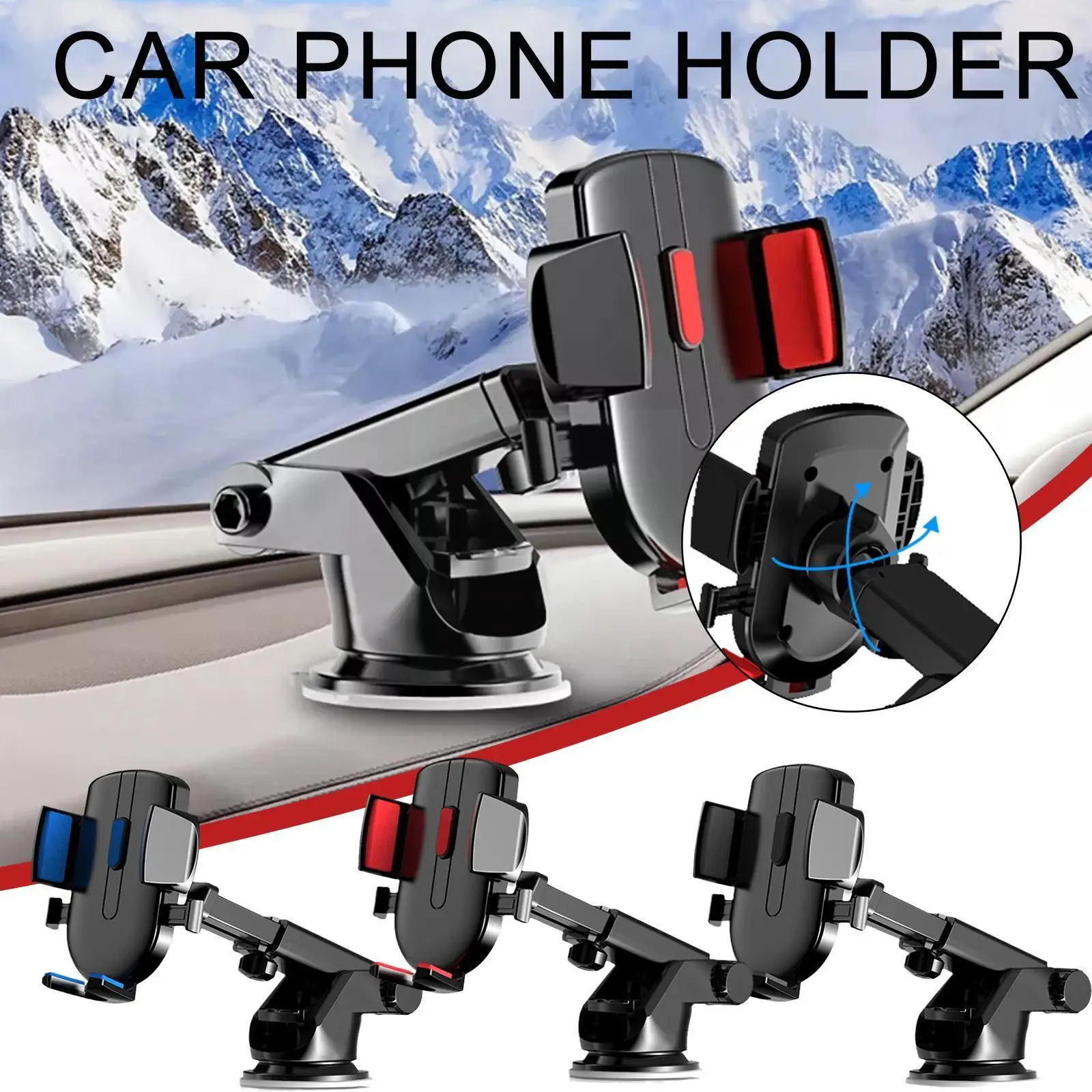

360° Rotation Car Phone Holder Mount Stand Dashboard Phone Windshield Phone Suction Mobile Support Bracket Cup Holder I6h9