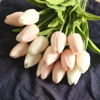 white tulips artificial flowers bouquet 5pcs for wedding 34cm real touch fake flower indoor home office living room decoration