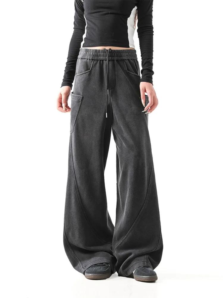 HOUZHOU винтажные мешковатые спортивные штаны Y2k для бега женские уличные в стиле