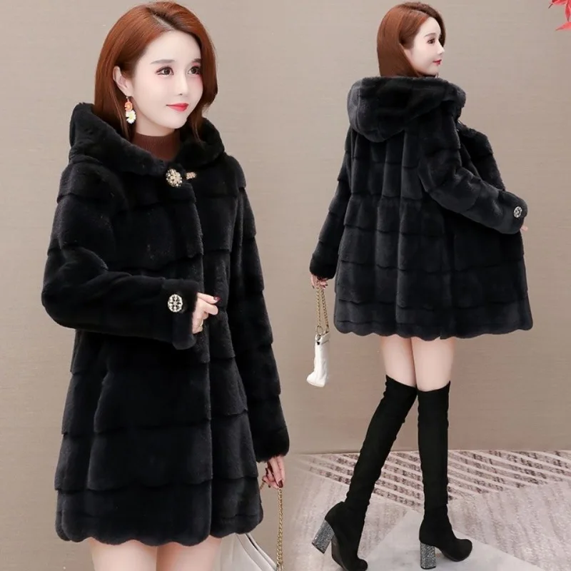 Real Women's Winter Coats Women Coat Fur Mink Fur Thick Winter High Street Other Slim Real Fur Plus Size Women's Coat enlarge