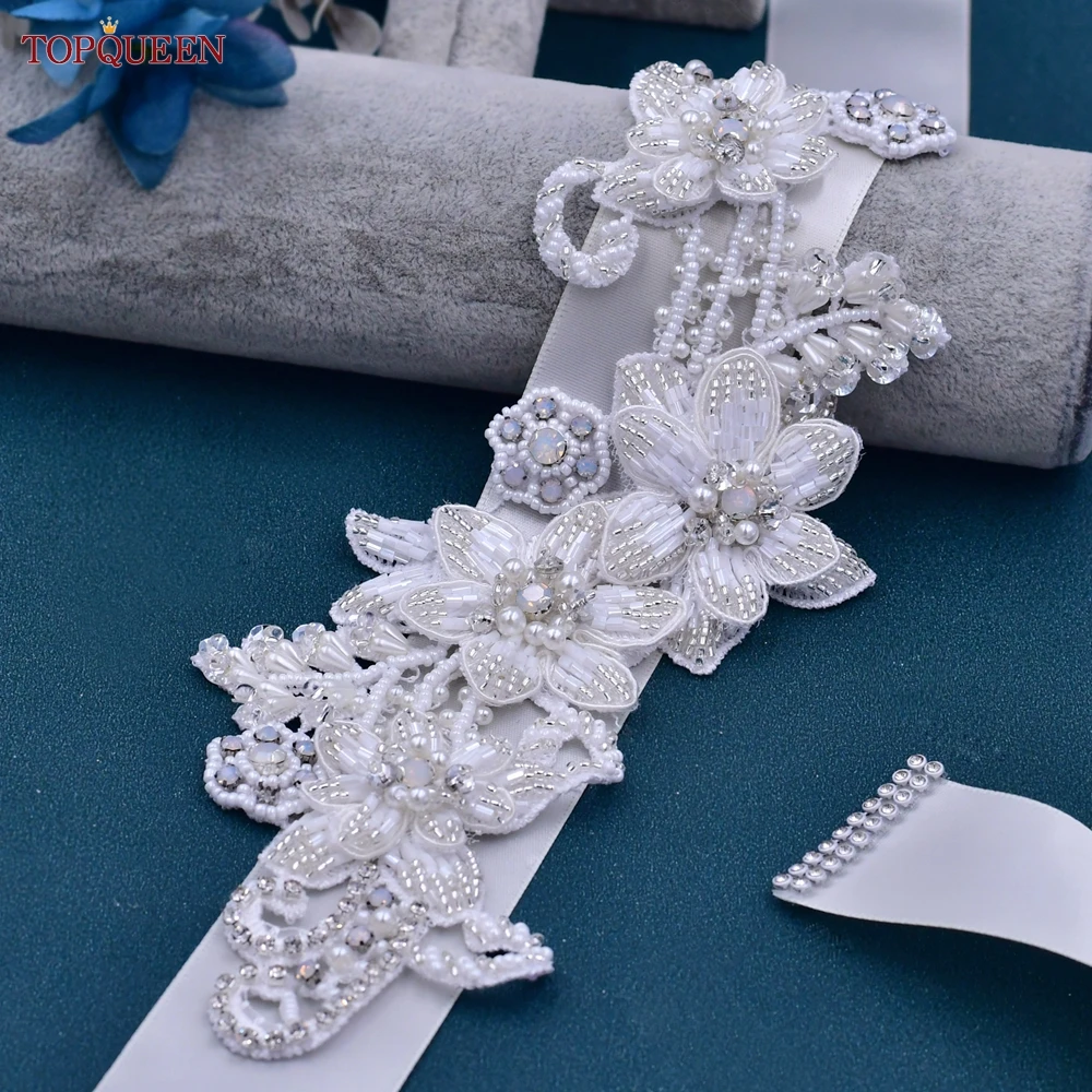 

TOPQUEEN Bridal Decorative Belt for Wedding Dress Woman Ladies Party Gown Flower Belt For Handmade Applique Accessories S112