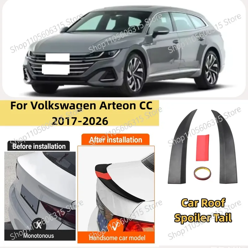 Фото Для Volkswagen Arteon CC 2017-2026: 3-секционный задний спойлер из ABS-пластика, регулируемый 115-125 см, спортивный декоративный верхний спойлер, автозапчасти №1