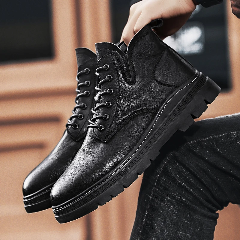 

Новинка осени 2022, мужская обувь, модные Нескользящие рабочие ботинки, модные Универсальные мужские ботинки, удобная повседневная обувь с вы...