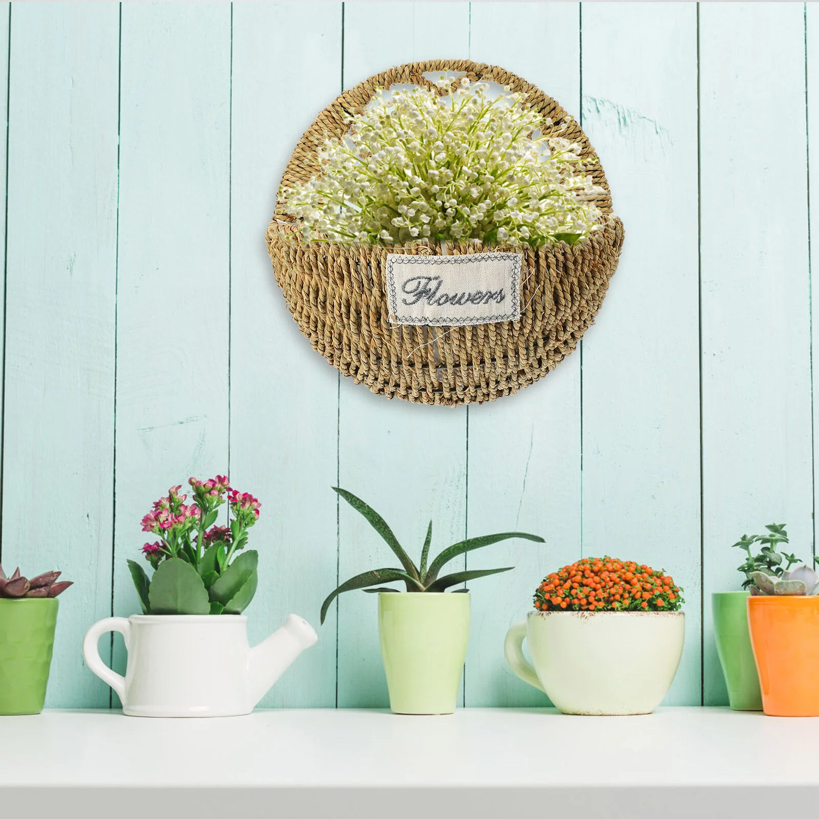 

Wall Hanging Basket Indoor Pot Decor Baskets Flowerpot Type Woven Iron Organizer Decorative Plants