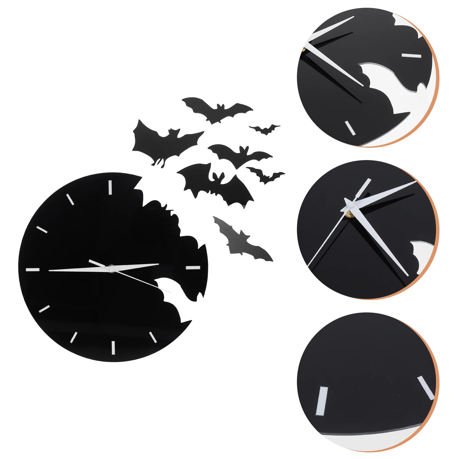 

Clock Wall Bat Hanging Decor Decorative Acrylic Clocks Black Room Non Ticking Operated Living Sticker Home Mute 3D Silent Modern