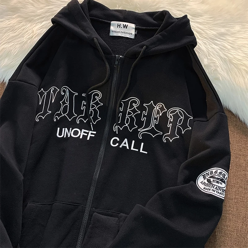 

Sweatshirts Zip Up Hoodie Oversized Y2k Harajuku Aesthetic Top Grunge Letter Korean Fashion Vintage Autumn Jackets Women Clothes