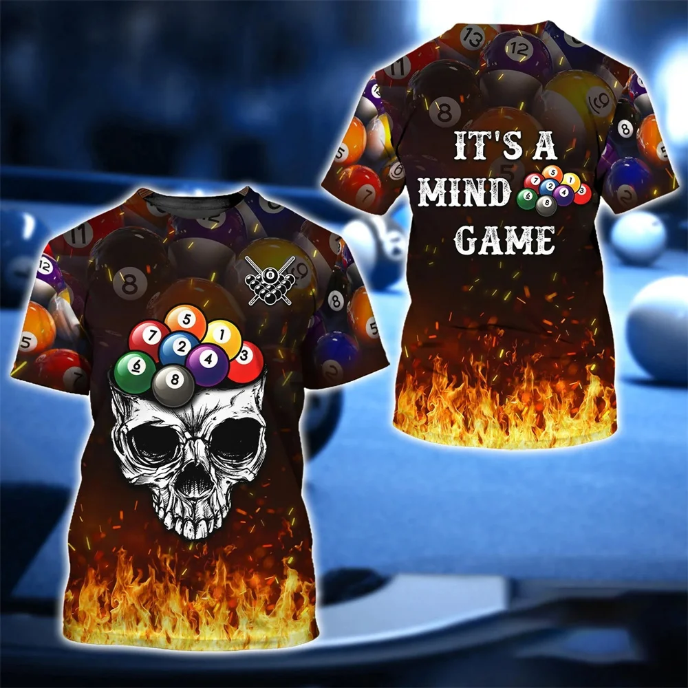 

Футболка мужская Спортивная в готическом стиле, смешной Топ оверсайз с принтом черепа, бильярдная, винтажная одежда для отдыха, с круглым вырезом, в стиле хип-хоп, лето