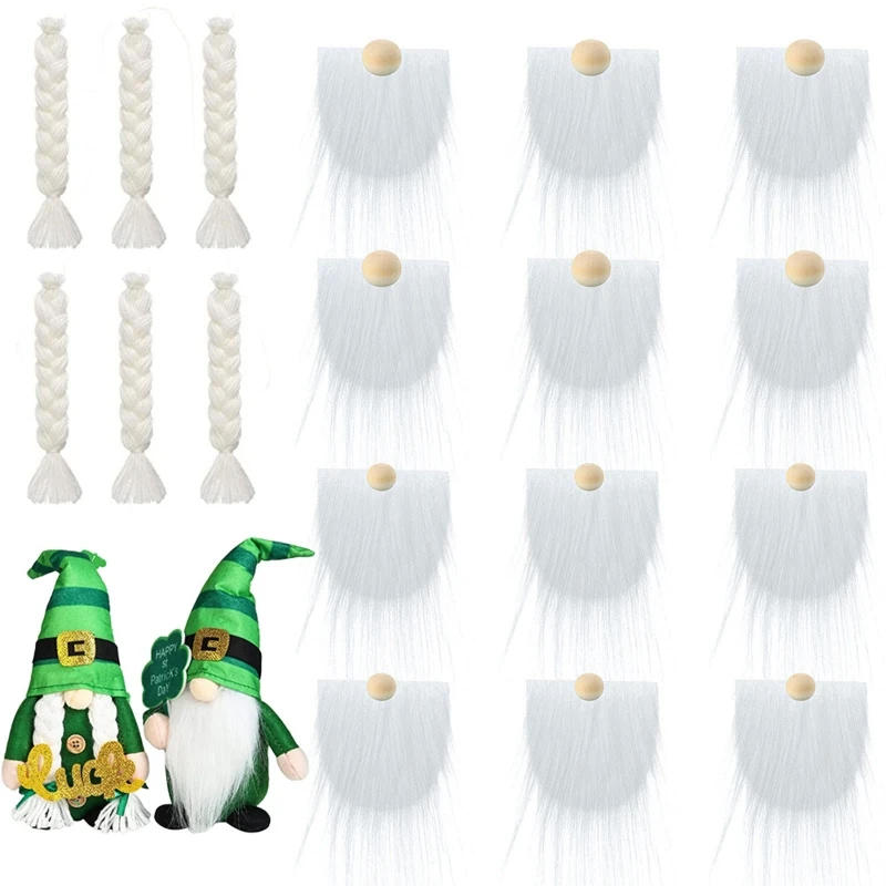 

Gnome Beads and Fake Beards Artificial Braids Set Faux Fur Dwarf Beard Braid Kit M6CE