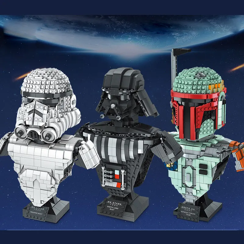 

Battle Series Interstellar Bounty Hunter White Soldier Black Soldier Bust Model Compatible With Difficult Building Blocks Toys