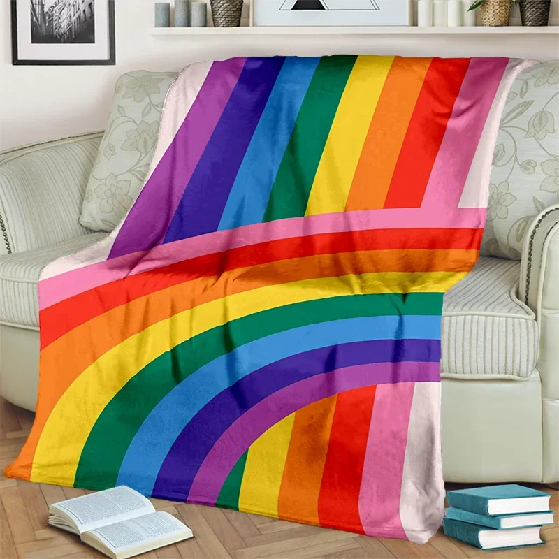 

3D Rainbow Colour Illusion Cartoon Blanket,Soft Throw Blanket for Home Bedroom Bed Sofa Picnic Travel Office Cover Blanket Kids