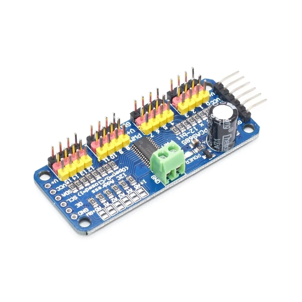 Фото PCA9685 16-канальный 12-битный сервопривод ШИМ-интерфейс I2C-для Arduino Raspberry Pi DIY Servo Shield Модуль сервошипника №3